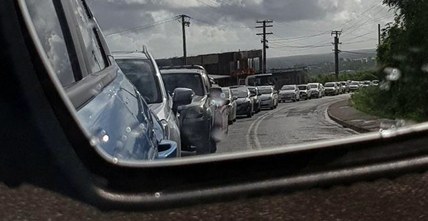 Roadworks causes huge traffic jams along Laqere in Nasinu this morning