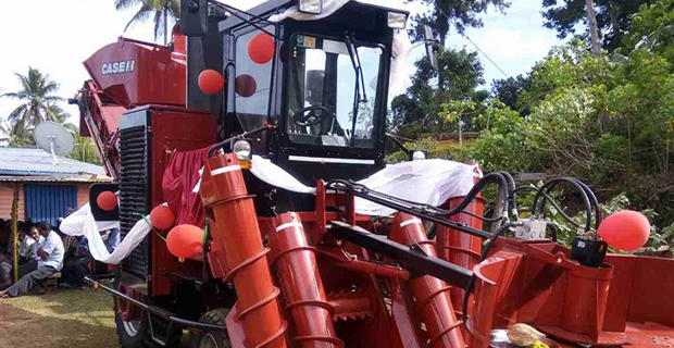 Farmers at Vunivau in Labasa receive sugar cane harvester