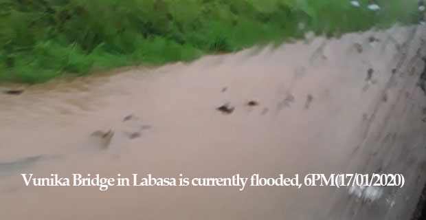 Vunika Bridge in Labasa is currently flooded