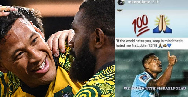 Koroibete stands by Folau after controversial comments regarding gay people  