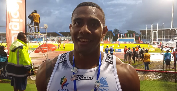 Banuve Tabakaucoro anchors Fiji 4x100m relay team to win gold at Pacific Games