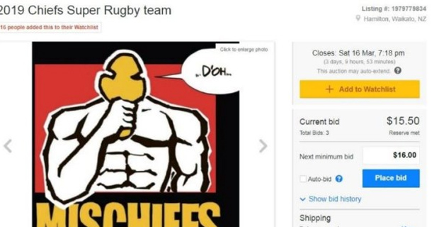 Chiefs fan takes Super Rugby side to internet auction company Trade Me