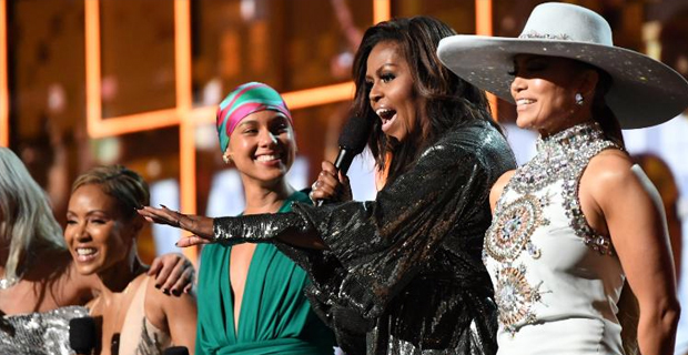 Michelle Obama surprises crowd at the Grammys 