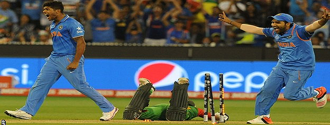 India thrashes Bangladesh to qualify for Cricket World Cup semifinal