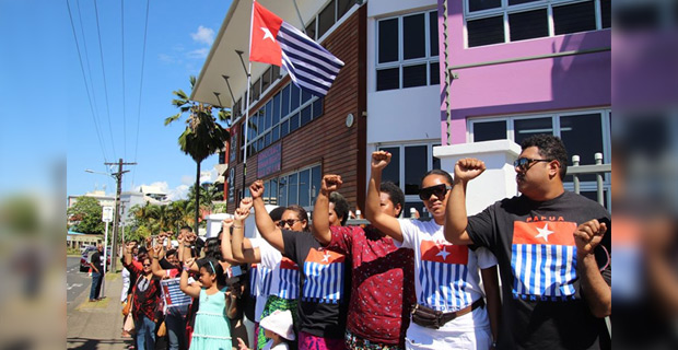 Non-governmental organisations, civil society groups, students gather to raise West Papua flag at FWCC
