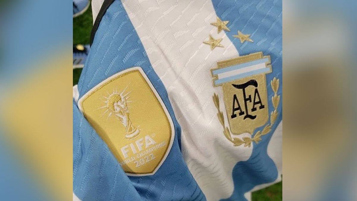 Argentina has a third star embroidered on their white and blue striped shirts