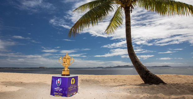 Webb Ellis Trophy arrives in Fiji as part of RWC 2019 Trophy Tour
