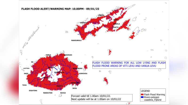 Flash flood warning remains in force for all low lying and flood prone areas of Viti Levu and Vanua Levu - Vimarsana News