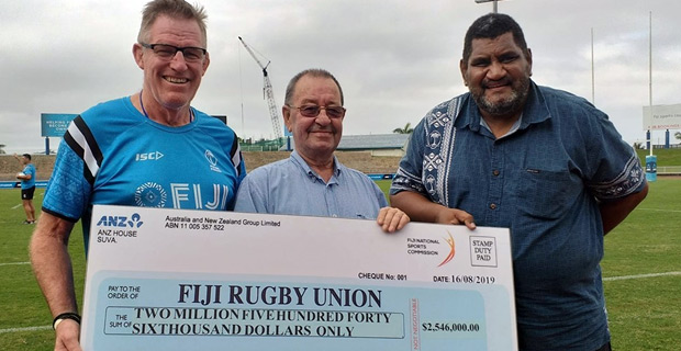 Fiji National Sports Commission hands over $2.546 million cheque to Fiji Rugby Union