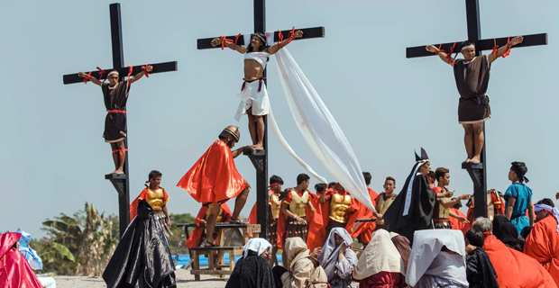 Several Catholic devotees nailed to wooden crosses in Good Friday ritual in the Philippines 