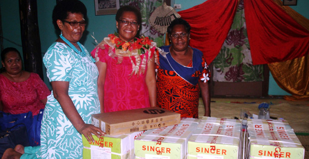 A women’s group in Ovalau receive five sewing machines to help enhance their income generation