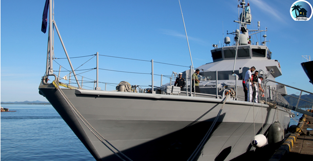 Royal NZ Navy patrol vessel HMNZS Taupo departs Suva Harbor after 3 months in Fiji