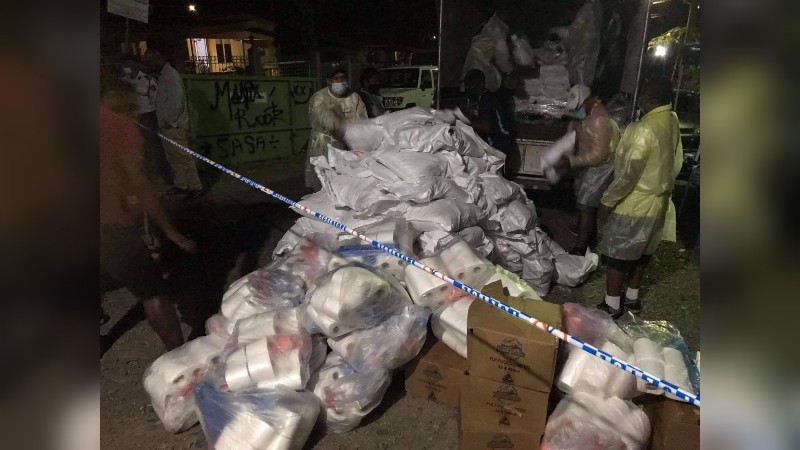  More food ration packs dropped off by the Ministry of Economy following protest by Muanikoso villagers