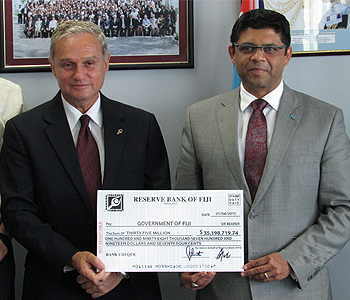 RBF presents cheque of over 35 million dollars to Govt