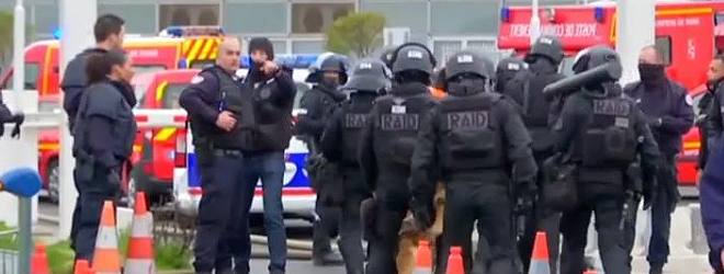 French security forces shoot a gunman at Orly airport