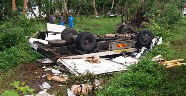 2 in hospital after truck overturns along Maui Bay