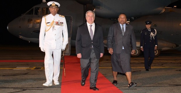 UN Secretary General Antonio Guterres arrives at Nausori Airport