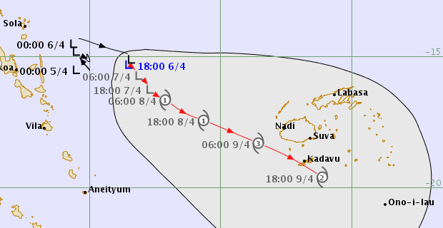 Tropical Depression expected to intensify further into a Tropical Cyclone and affect Fiji later tomorrow
