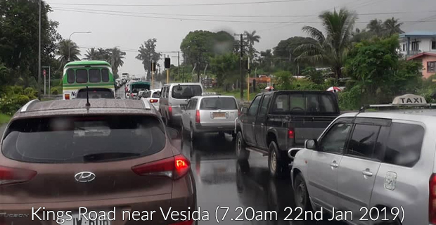 Massive traffic along Suva-Nausori corridor as majority motorists use Kings Highway to travel to Suva