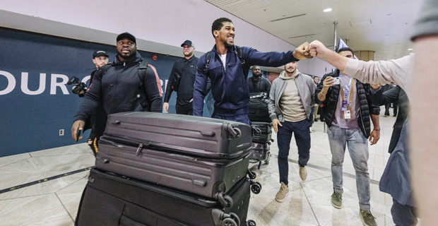 Anthony Joshua lands in Saudi Arabia ready for rematch