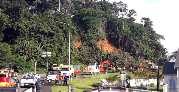 FRA working to clear one lane of the landslide close to Dilkusha along Princes Road