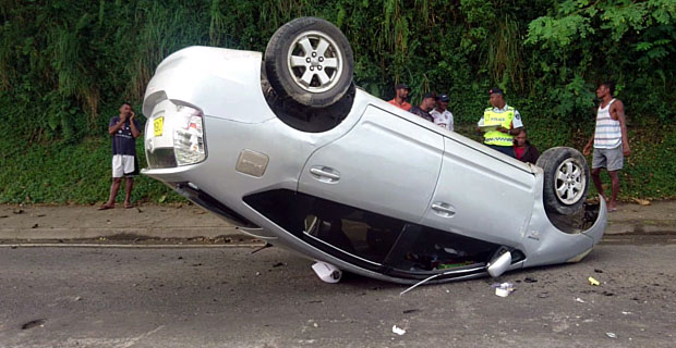 Hybrid taxi overturns along Ratu Mara Road 
