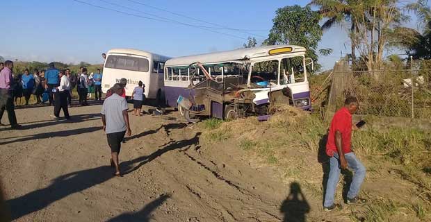 Accident between 2 buses in Nadi puts 10 passengers and a child in Hospital