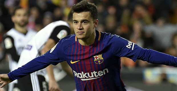 Coutinho scores his first Barcelona goal as they beat Valencia