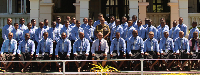 Fiji Under 18 Rugby team presents itautau to the President