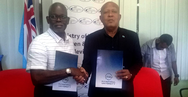 Signing of memorandum of understanding with FNU to undertake research and provide training for Ministry