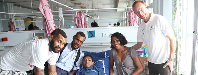 Fiji 7s team players visit children at CWM hospital