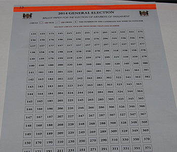 Ballot paper printed for 2014 general elections