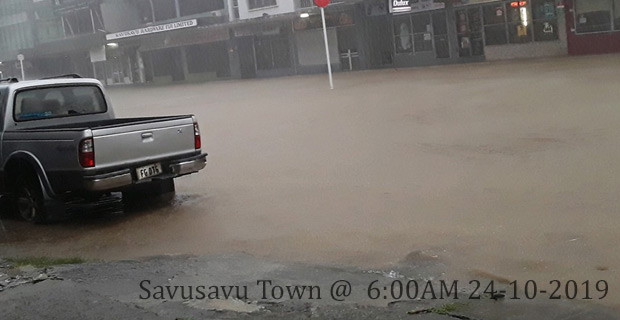 Part of Savusavu Town currently affected by flash flooding 