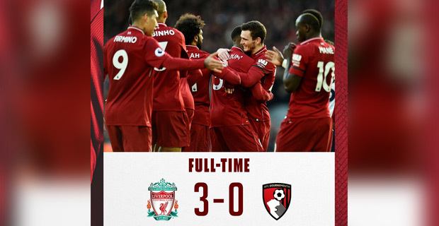 Liverpool return to the top of the Premier League table after defeating Bournemouth 3-0