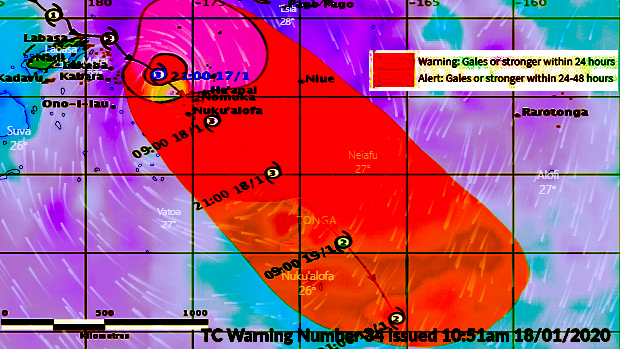 Category 2 TC Tino located 150km East-Northeast of Lakeba 
