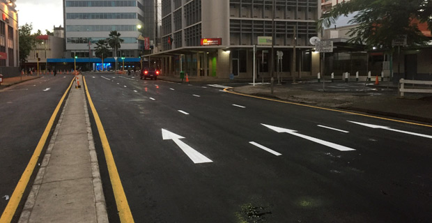 Change in traffic movement in Suva to allow two lanes to go along Stinson Parade