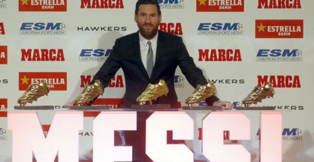 Lionel Messi awarded 5th European Golden Shoe award