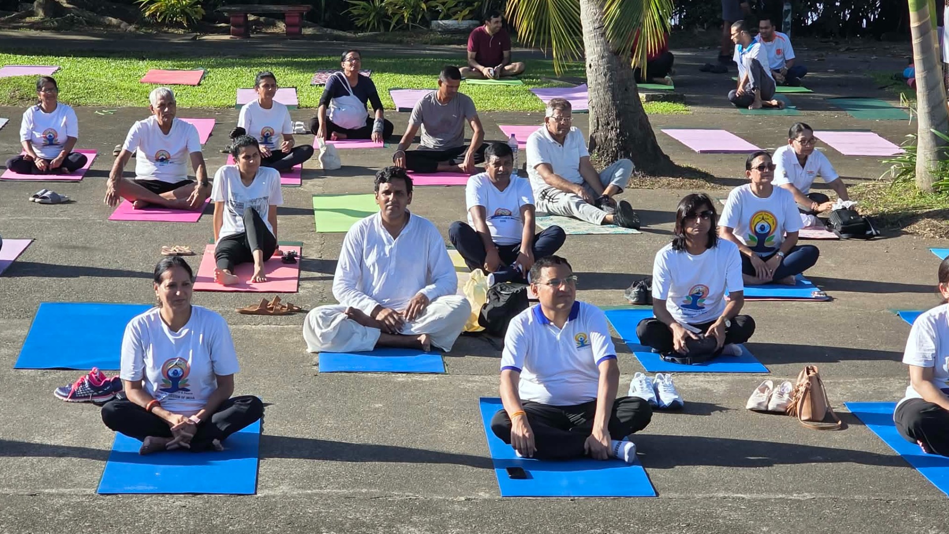 People of all ages turn out to promote healthy living through yoga