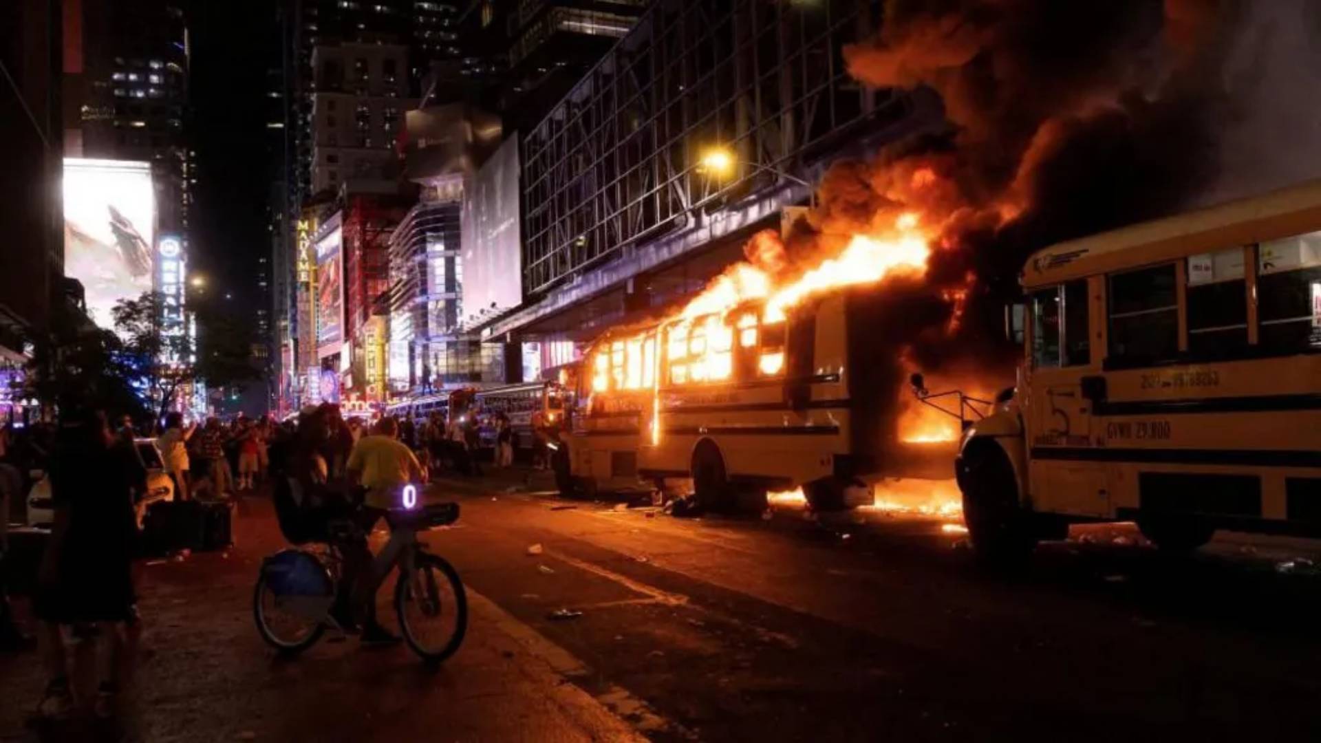 Teen shot and buses torched in Manhattan after historic NBA win for Knicks