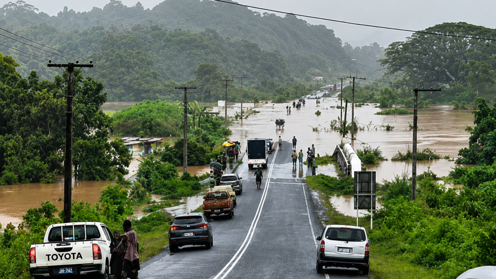 Floodwaters cut off Naqali Bridge access, leaving people stranded
