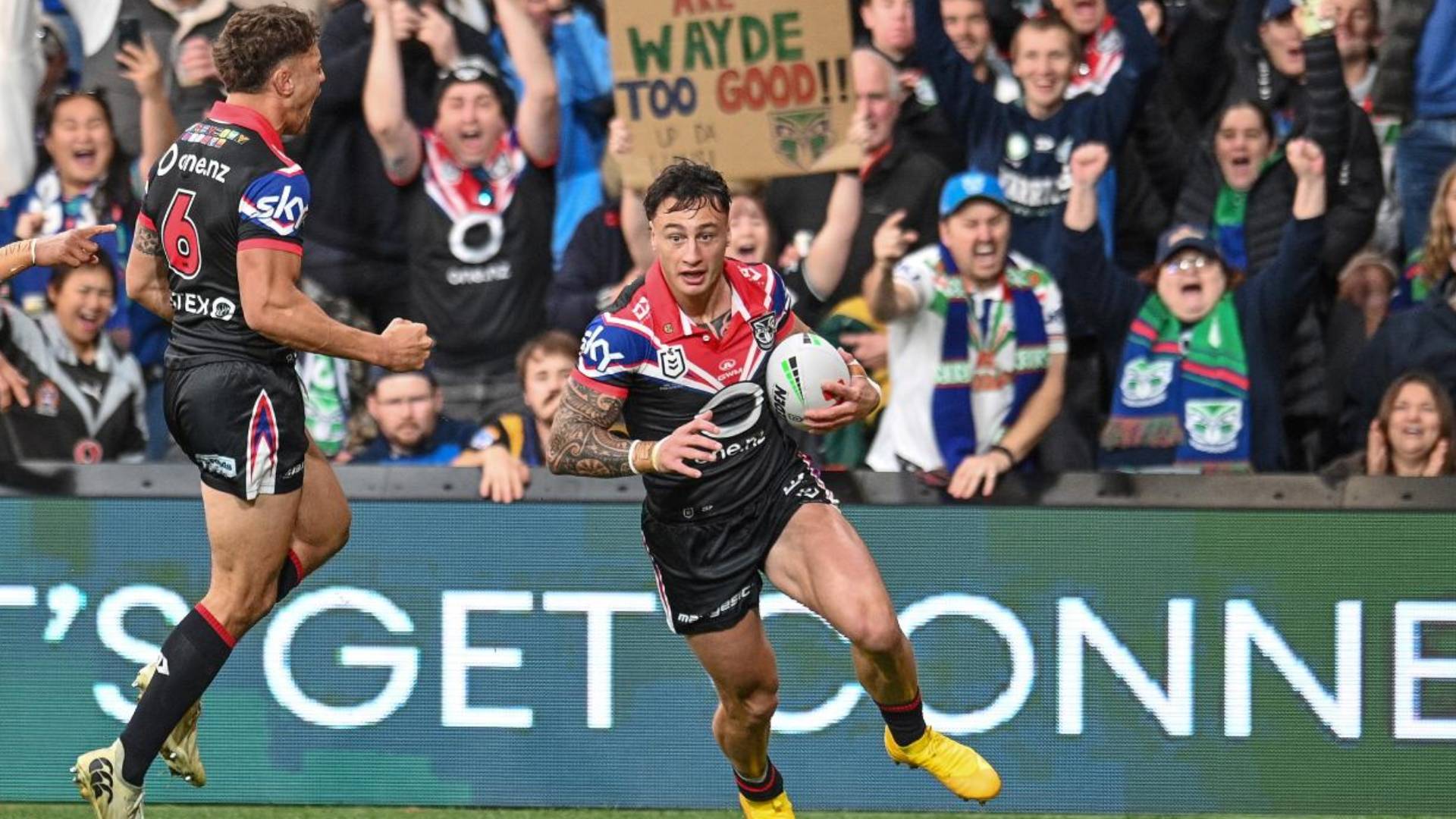 Nicoll-Klokstad bags four tries as Warriors beat Cowboys in Christchurch