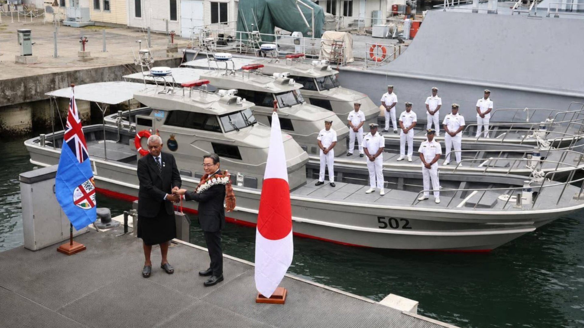Fiji's maritime security boosted with new patrol boats from Japan