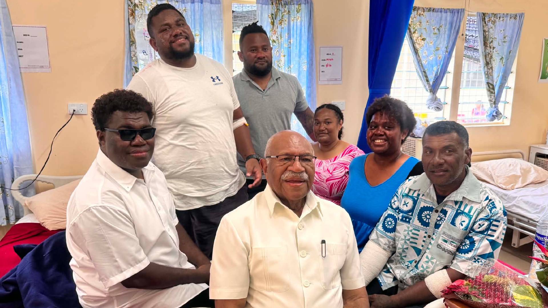 PM Rabuka meets Health Workers after dramatic sea rescue