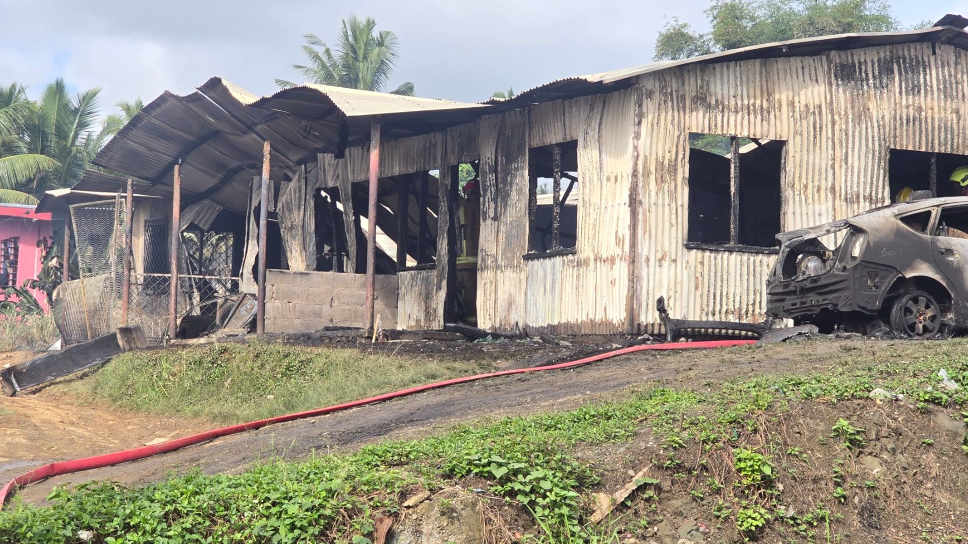 Three families displaced after fire destroys flats on Sawani Road