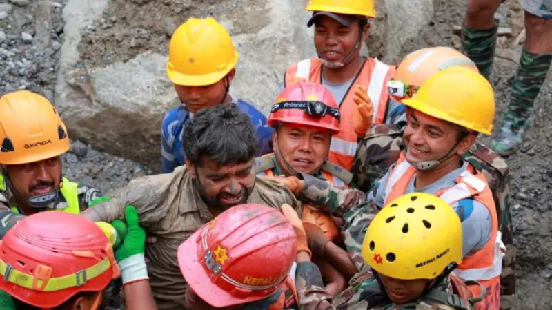 Rescue of two workers raises hope for more than 150 trapped in Nepal tunnels
