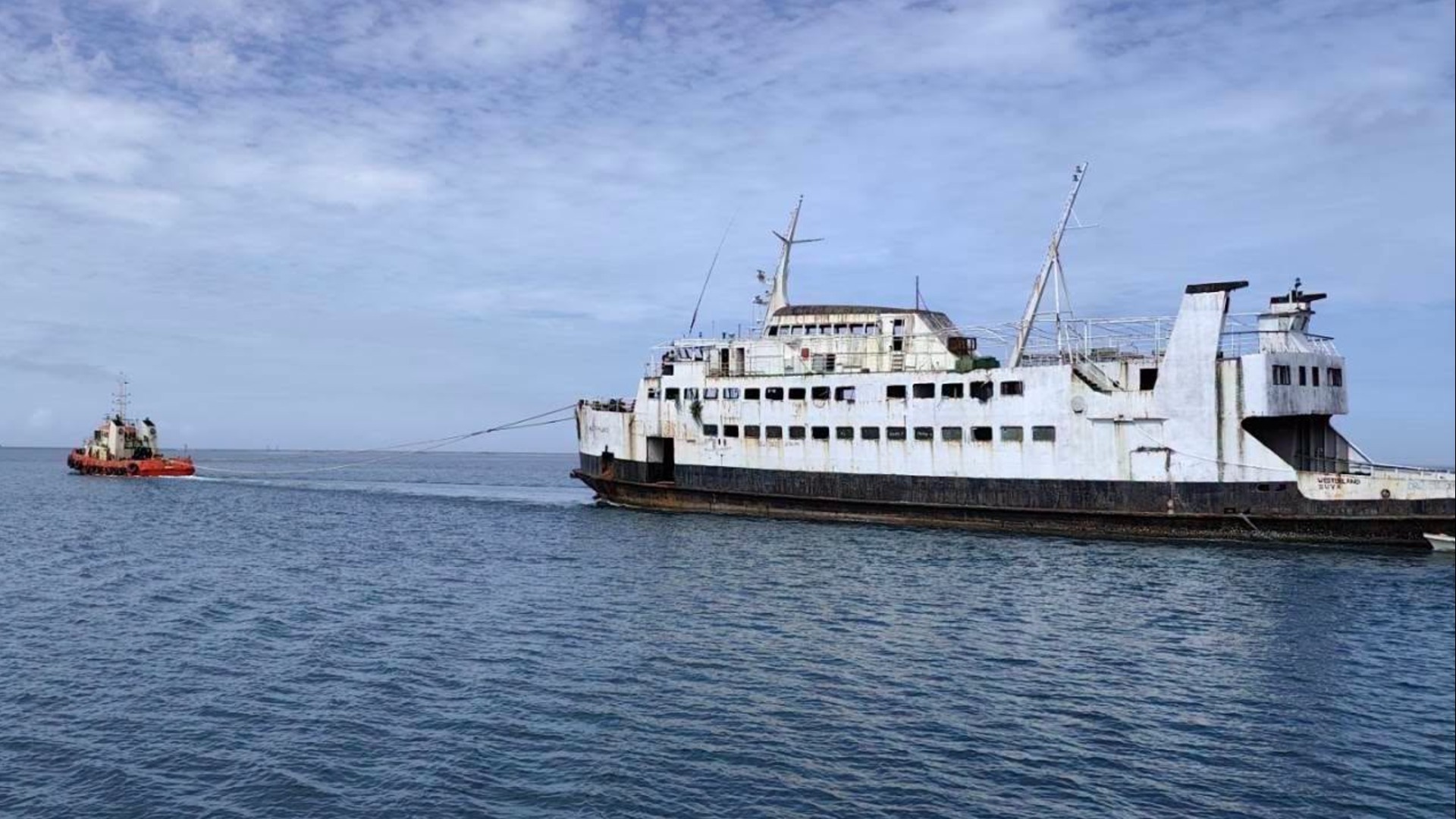 Abandoned MV Westerland removed from Mosquito Island shoreline