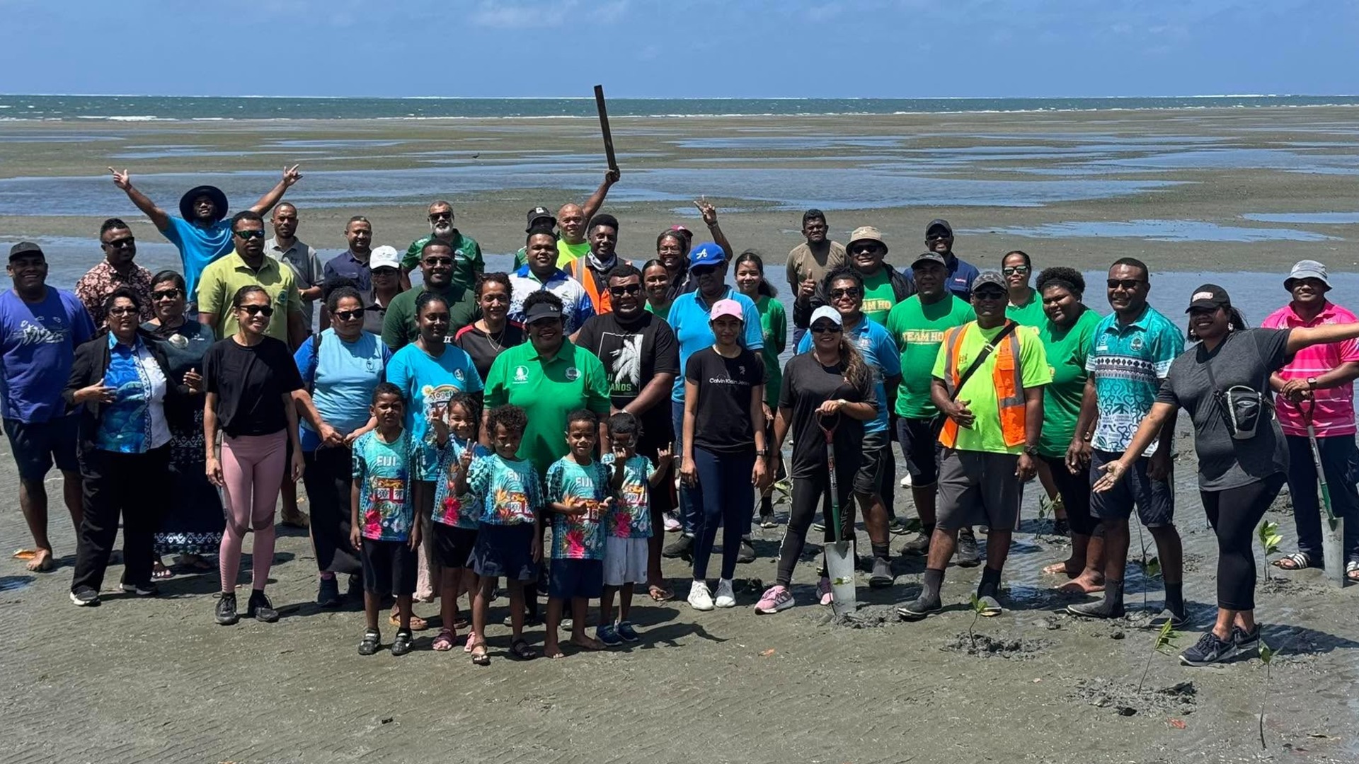 Five children join Fiji Day effort to plant 1,000 mangrove seedlings