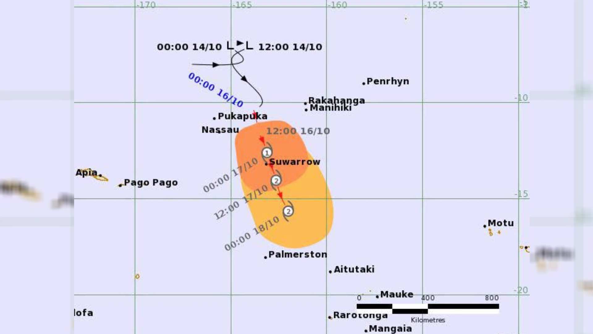 TD01F located near Cook Islands may become Category 1 cyclone within 18 hours, no threat to Fiji