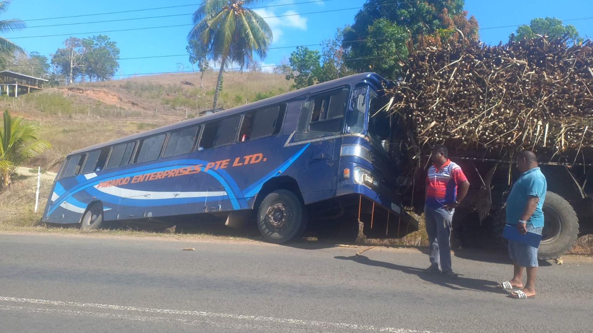 Boy injured after bus carrying 35 passengers collides with cane truck