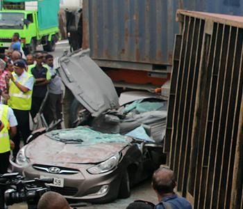 Container topples over car near Edinburgh road 